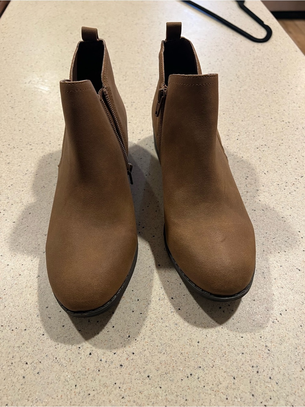 Women's Brown Suede Ankle Booties - Classic Side-Zip